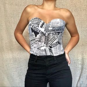 Vintage Wonderbra Newspaper Print Bustier